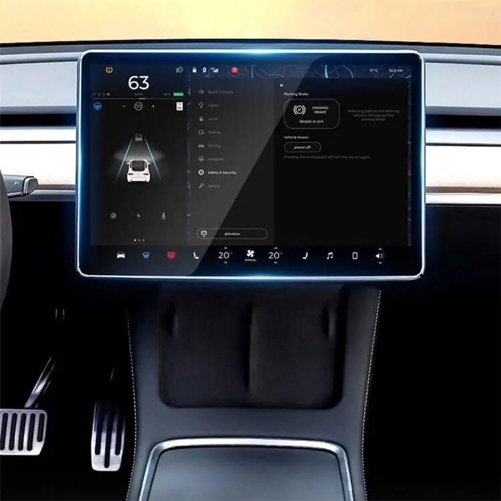 Coverzone Tesla Model Y İle Uyumlu Yüksek Kalite Araç Multimedya Temperli Cam Ekran Koruyucu T esla için Oto Aksesuar Tesla için Multimedya Cam Temperli Ekran Koruyucu Security