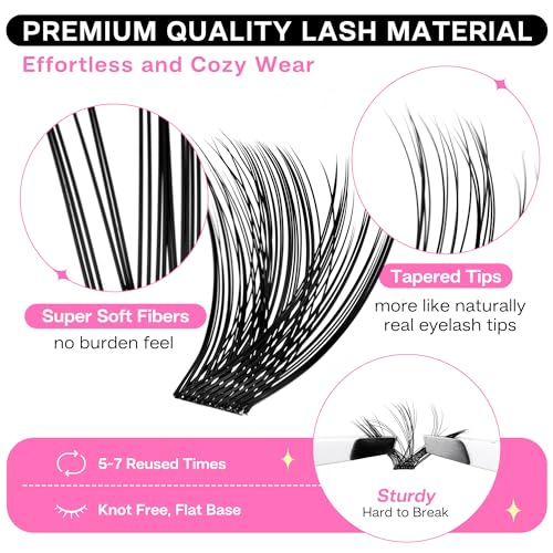 Image of CALAILIS Lash Clusters 168Pcs D Curl Individual Lashes 56D-10-16Mix Cluster lashes Natural Look Eyelash Clusters Super Thin Band and Soft DIY Lash Extension at Home (56D-10-16MIX)