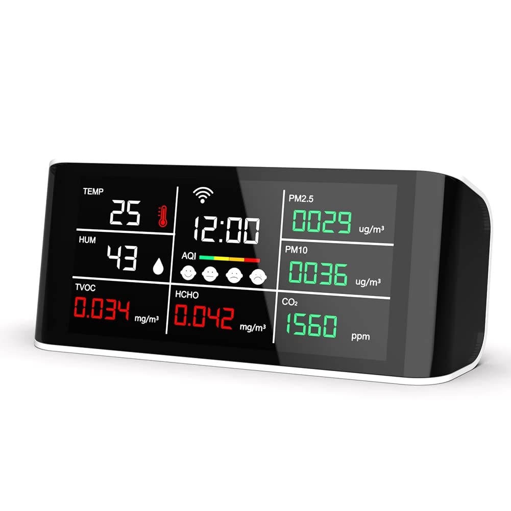 Analizador de CO2 PM2.5 HCHO TOVC WIFI Temperatura Humedad Detector Infrarrojo NDIR Analizador de Aire Multifuncional