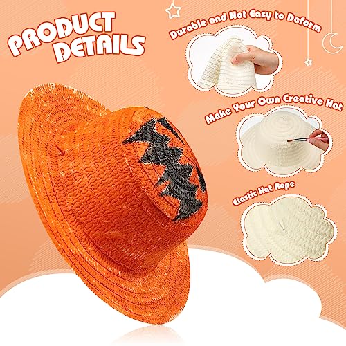 Mepase 30 Pcs DIY Straw Hat Set Beach Summer Work Hats for Kids Men Women Cowboy Birthday Tea Party Decoration(White,11 Inch,Under 6 Years Old) by Mepase - Used condition - Image 3