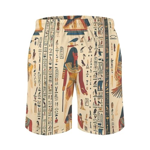 Egyptian Hieroglyphs and Pharaohs Mens Swim Trunks Quick Dry Beach Swimming Shorts with Mesh Lining and Pockets4