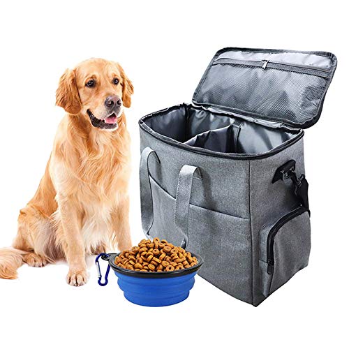 XAGMODSHN Pet Travel Shoulder Bag Multi-Function Dog Food for Carrier Container with Bowl Set