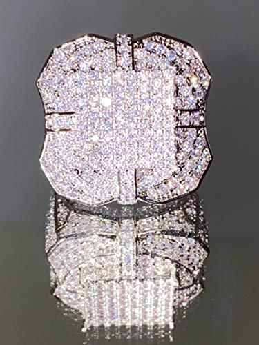 Shop-Igold 14K White Gold Finish Cz Iced Out Big Pinky Ring For Men Hip Hop - Men's Cz Ring, Perfect Ring, Wedding Rings, Promise Ring, Cz Engagement Ring, Wedding Bands 6-10 (9) #TOP4