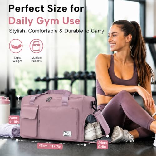 Image of FIORETTO Women's Gym Duffle Bag with Shoes Compartment, 30L Capacity, Ideal for Travel, Gym, Sports, Duffel, Weekender