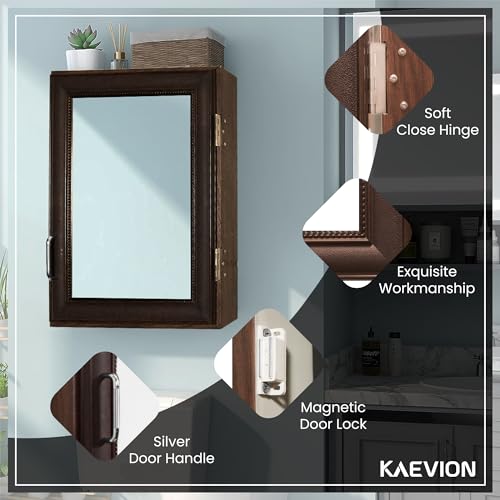 Image of Waterproof Wardrobe Mirror with Inside 5 Shelf Storage | Multipurpose Uses Wall Hanging Mirror - (wenge Color Shade)