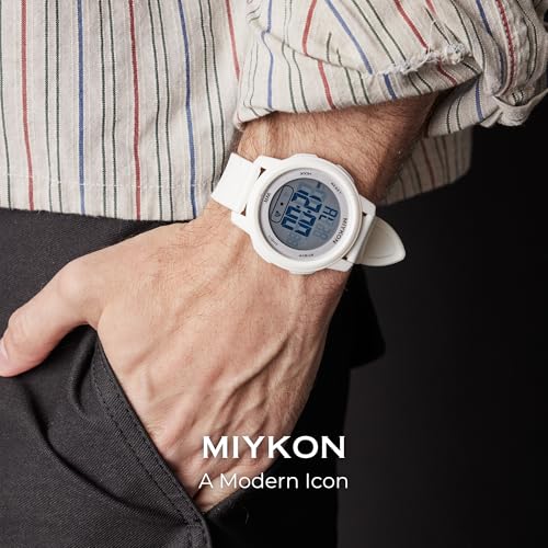 Image of Miykon Ultra-Thin Digital Watch for Men - Minimalist Waterproof Sports Watch with Large Easy to Read Display - Shockproof Resin, Super Illuminator, Stopwatch & Timer, Alarm, Dual Time, 24hr Military Time