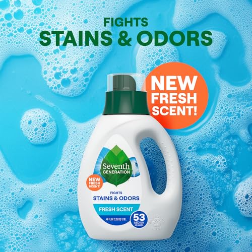 Image of Seventh Generation Laundry Detergent, 40 oz (53 loads), Fresh Scent, Fights Stains & Odor, Concentrated Formula, Scent Made From 100% Essential Oils & Botanical Ingredients