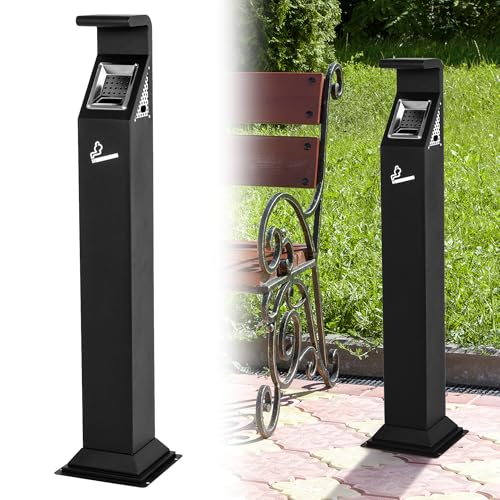 Image of AIWFL Commercial Trash Disposal with Removable Inner Barrel, Lock Design, Standing Metal Ash Receptacle for Outside Sidewalk Office Restaurant Bar Convenience Store