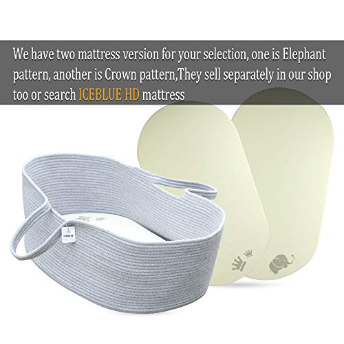 ICEBLUE HD Moses Basket Cotton Rope Specious Newborn Cradle Bassinet Baby Nest Bed Travel Bed Baby Shower Gift with Portable Handles (Grey Color) - Thumbnail 4