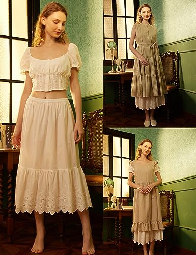 Image of BEAUTELICATE Half Slip Skirt Extender 100% Cotton Vintage Underskirt with Lace Embroidery