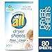 All Fabric Softener Dryer Sheets for Sensitive Skin, Free Clear, 80 Count