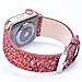 iiteeology Compatible with Apple Watch Band 46mm 45mm 44mm 42mm, Glitter Shiny Bling Leather Band for iWatch Series 11-1/SE 3 - Red