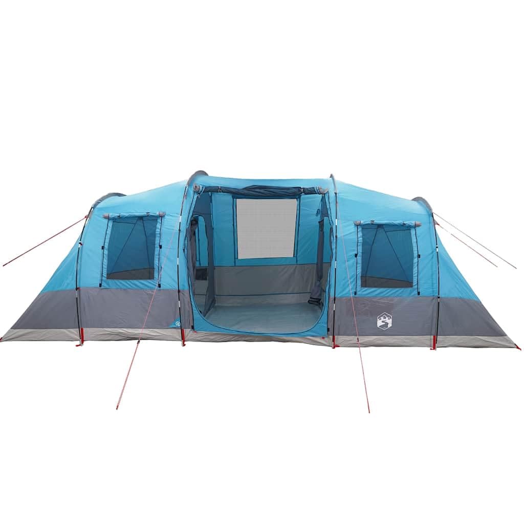 Tunel Family Tent, 6-osobowy, niebieski, wodoodporny, poliester 185T, powlekany poliuretanem, 564 x 240 x 205 cm, lekki, przenośny namiot kempingowy z 2 kabinami do spania