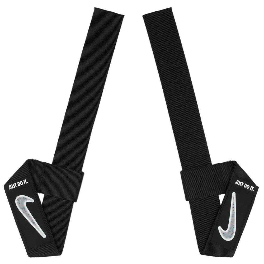 NIKE Alpha Lifting Straps Grind Lifting Straps Strength Training Weightlifting Straps Gym Training Accessories, Black/White, One Size