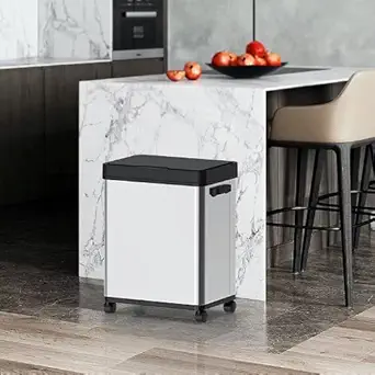 FAWES Touch Free Stainless Steel Automatic Sensor Dustbin for Home, Office, Bathroom, Kitchen etc - (Silver 50 L)