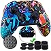 9CDeer 1 x Studded Protector Transfer Customized Silicone Cover Skin Skin Cover +8 Thumb Grips for Xbox One/S/X Pintada Controller Compatible with Official Stereo Headphone Adapter