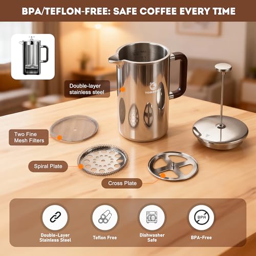 TOMAKEIT 34oz Leak-Proof French Press