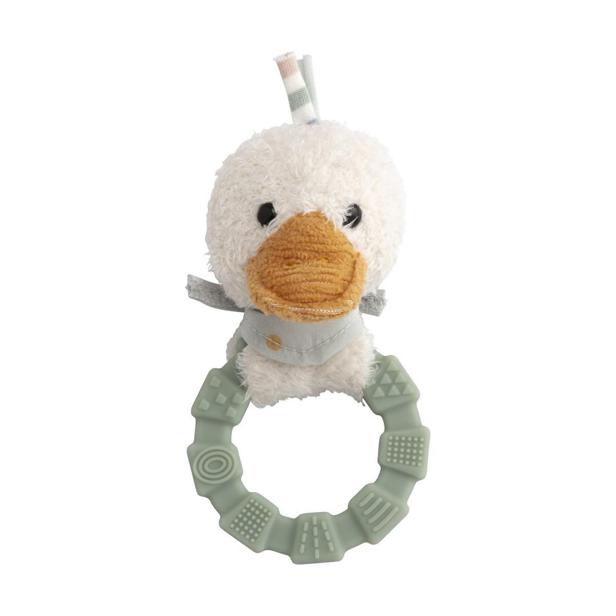 Sterntaler Edda Lou Grasping Toy Duck with Rattle, Silicone Gripping Ring with Structured Surface, Teething Aid for Boys and Girls