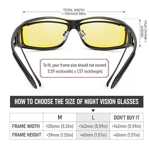 Night Driving Glasses for Men & Women - Polarized Anti Glare Fit Overs with Wrap-Around HD Yellow Lens4