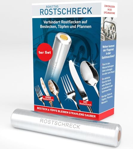 Rokitta's Rostschreck für Spülmaschine – 1er Set - Das Original – Rost Magnet gegen Flugrost – Für strahlendes Besteck, Töpfe, Pfannen & Geschirrspüler – Bekannt aus 'Die Höhle der Löwen'