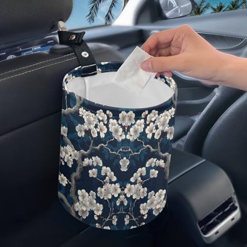 Image of Portable Floral Dustbin Bin Waste Basket Retro Floral Car Accessories Interior Collapsible Universal for Car SUV Trucks