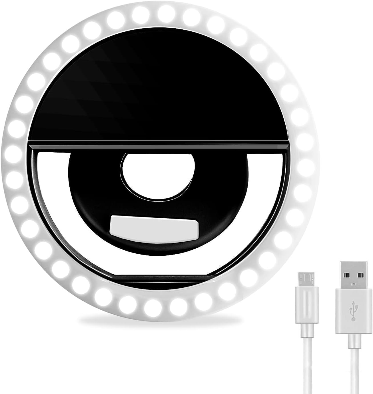 Generic Selfie Ring Light, Rechargeable Portable Clip-on Selfie Fill Light with Strong LED for Andriod and All Smart PhonesPhotography, Camera Video, Girl Makes up, Rotatable Flash Lamp (Black)