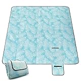 HX&KF Manta de picnic para exteriores, extra grande, impermeable, con 3 capas de material, portátil, para camping, playa, parque, conciertos familiares (azul)