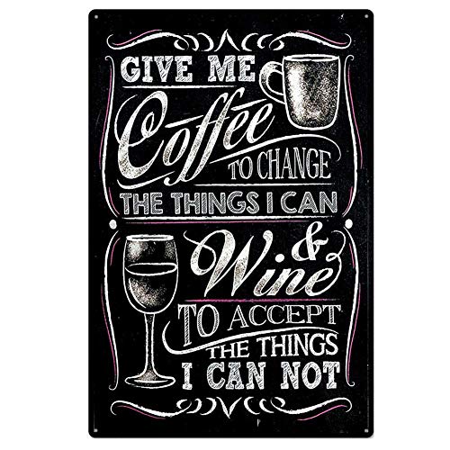 Hosaire 1 Piezas Placas de Pared Retro Vino y Café Publicidad Cartel 