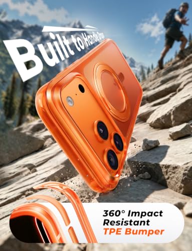 Image of MAGIC JOHN Heavy Duty for iPhone 17 Pro Case with Stand, Fit for MagSafe, 360 Magnetic Ring Holder, Camera Control Cases, Shockproof Phone Case for iPhone 17 Pro 6.3 inch, Rugged Cover, Neon Orange
