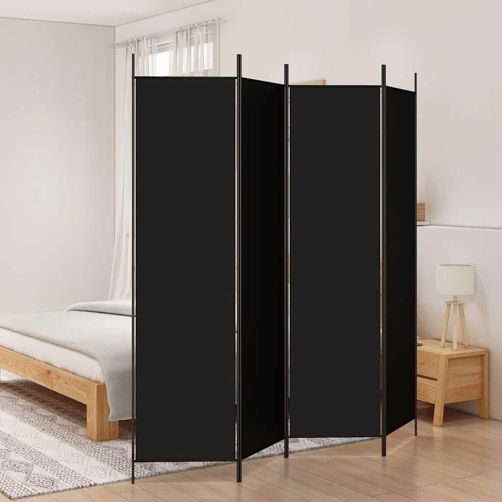 Parawan z 4 panelami 200 x 200 cm materiał czarny