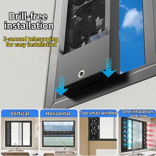Image of 23.6-25.6 Inch Vertical Window Fan For Sliding Windows - Waterproof Window Exhaust Fan No Tool Installation With Living Rooms Bedroom Kitchen Bathroom Attics Hot Areas(0-2800 Rpm)