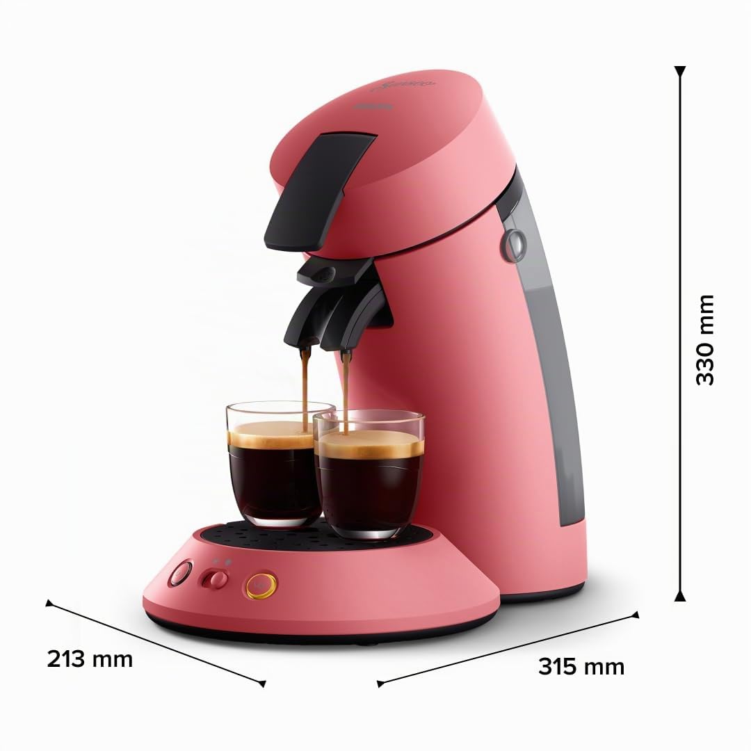 PHILIPS Senseo Original Plus Kaffeepadsmaschine CSA210/35 Kaffeestärkeauswahl Coffee Boost Recycling-Kunststoff Sanftes Rot