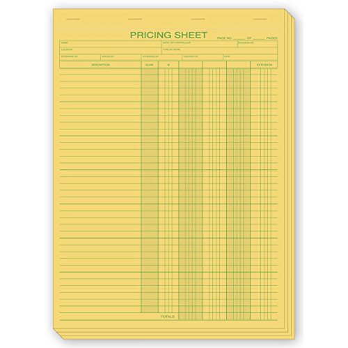 CheckSimple Contractor/Architect Job Pricing Sheets for Work Estimates - Pads of 50 with 2 Carbons - Pre-Printed (500 Forms)