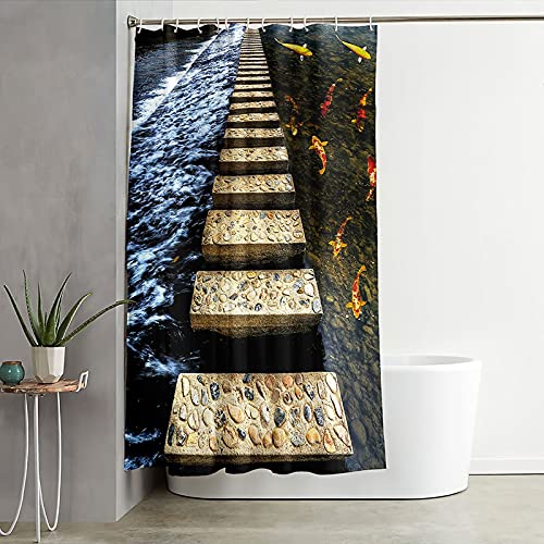 Rideau de douche polyester de qualité supérieure motif pierre 150x200 - 3