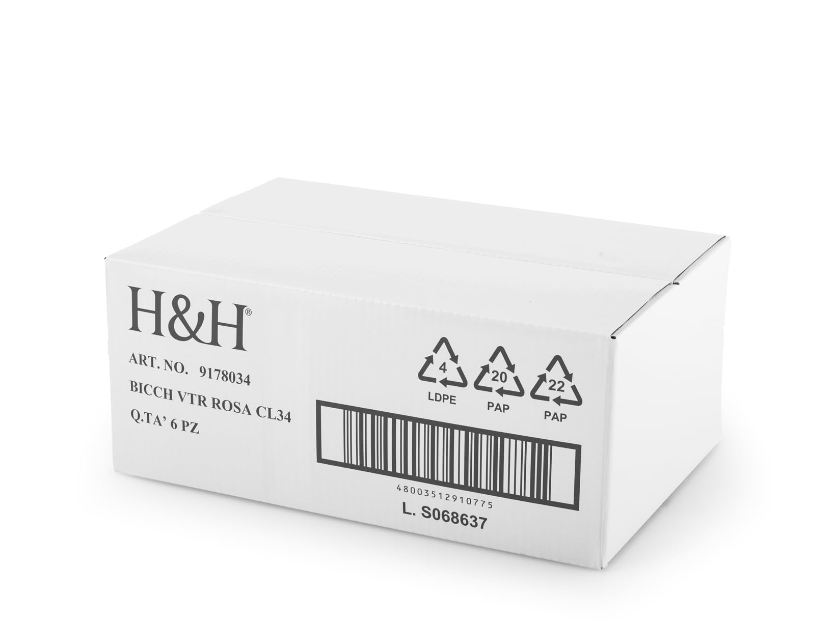 H&H Lot de 6 verres nova rose cl34