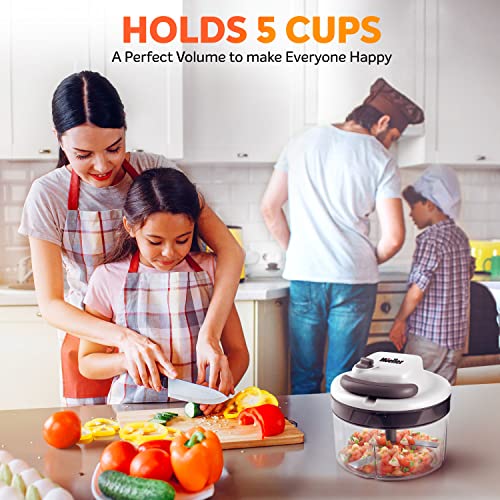 Mueller Strongest-And-Heaviest Duty 2 Speed Pull Chopper Vegetable Cutter For Nuts, Garlic And More, Manual Food Processor - Vegetable Slicer And Dicer, 40.5Oz No Bpa Bowl #TOP3