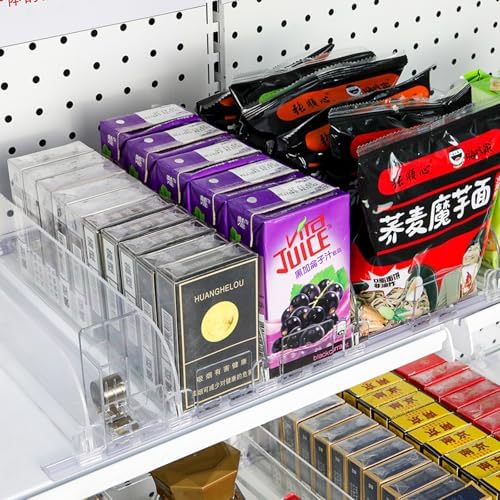 9-Pack Spring-Loaded Shelf Pusher System for Retail - Adjustable ...