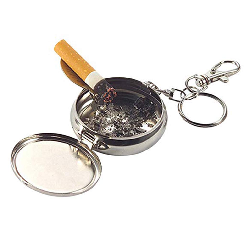 Morza Mini Outdoors Round Cigarette Keychain Portable Ashtrays Alloy Pocket Smoke Ash Ashtray Keychain Fashion