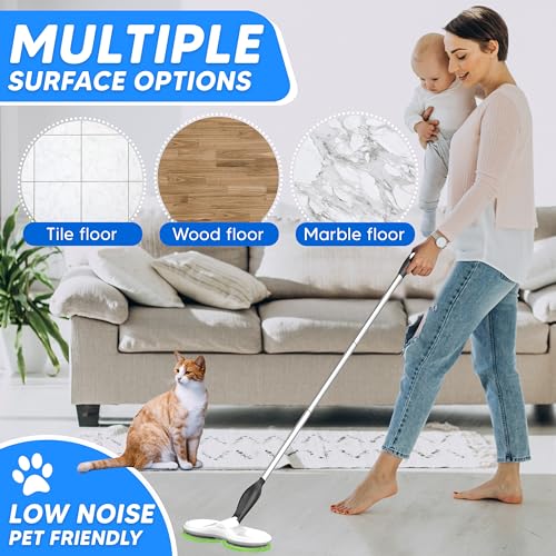 SyncTech Floating Mop - Spin mops for cleaning floors - Motorised Electric mop Cordless and rechargeable, Rotating head Microfibre mop, Long life Battery and Lightweight - Image 5
