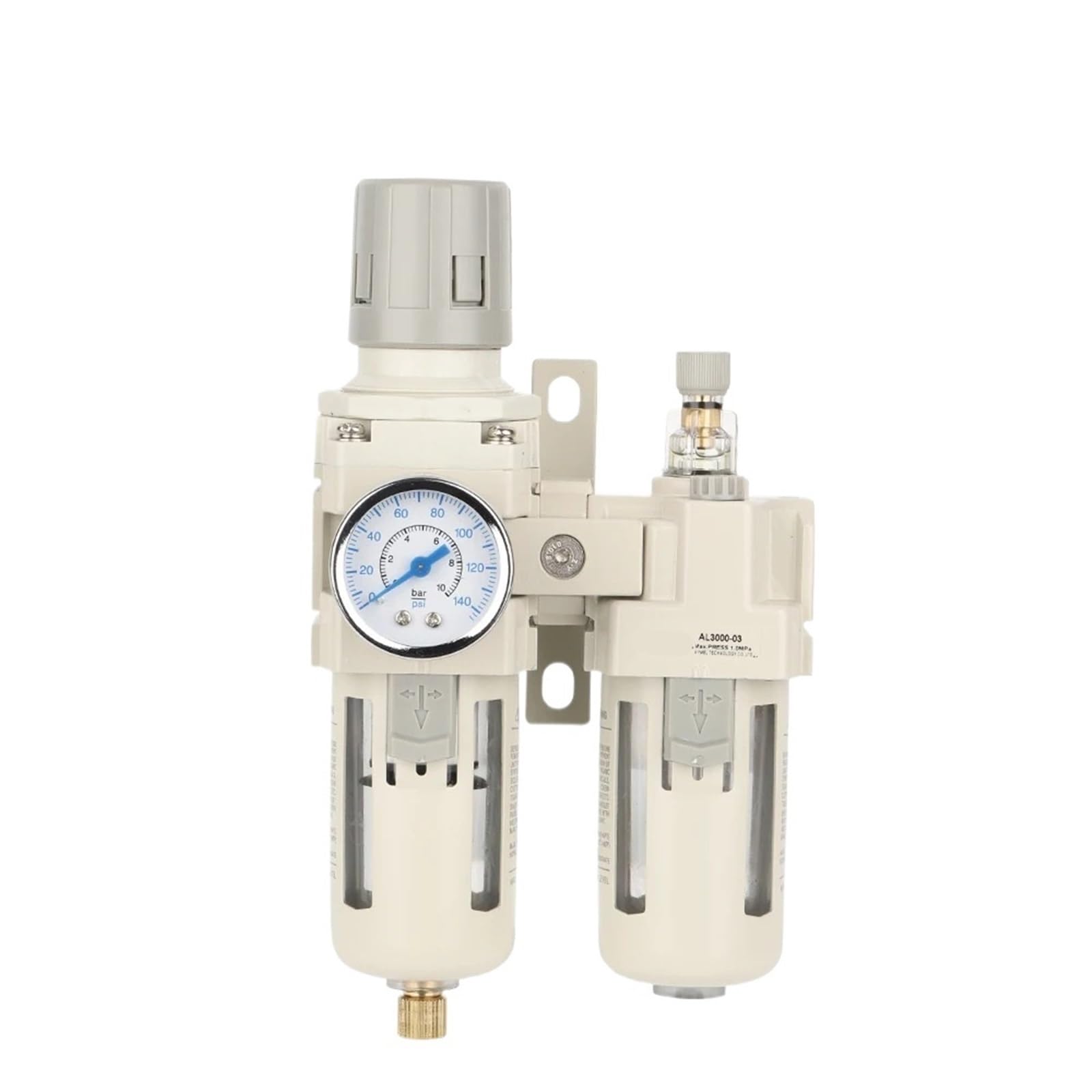 1 x regulator filtra powietrza AC3010-03, urządzenie do uzdatniania powietrza z automatycznym odpowietrzaniem do przemysłowej kontroli ciśnienia