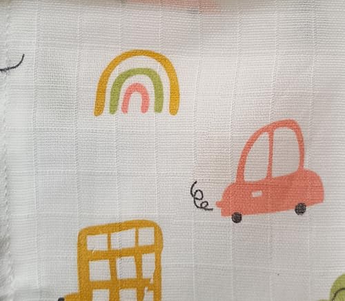 Image of TUMMY TIME 100% Cotton Muslin Baby Swaddle Set, Pack of 3, Printed on White, 0-18 Month+, Printed Mulmul Muslin Swaddle Wrap for New Born Baby