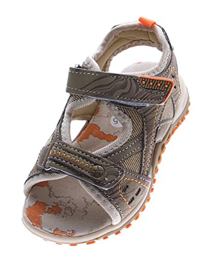 Kinder Sandalette Klettverschluss Leder Innensohle Schuhe Khaki Sandalen Junge Mädchen Gr. 29