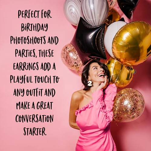 Set of 15 Birthday Candle Earrings - 15 Single Stud Earrings with Numbers 0-9 & Extra 1-5, Pink Outline, Sprinkles, Glitter Flame4