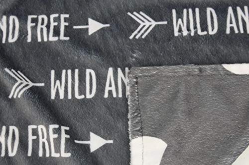 Image of Dear Baby Gear Deluxe Reversible Car Seat Canopy, Custom Minky Print, Grey Wild and Free and Moose with Canoe
