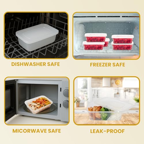 Image of Superior Takeaway Containers with Lids - 20 Pcs Durable 650ml Crack-Resistant Rectangular Food Containers with Lids -Microwave Safe Leak-Proof Takeaway Containers- Perfect for Meal Prep & Food Storage