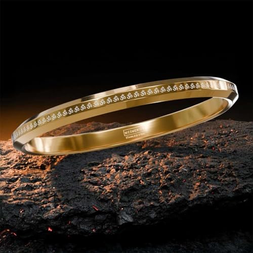 Image of Mesmerize Om MicroCarved Round Kada for Men & Boys | Premium Stainless Steel, Waterproof & Hypoallergenic | Anti-Tarnish | 6 Months Warranty