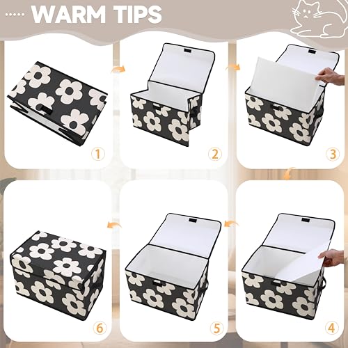 Image of Stackable Clothes Storage Bins with Lids 3 Pack | Closet Organizers Fabric Cat Printing Box for Home and Office,Blanket Clothes Organizers,Under Bed Storage Containers