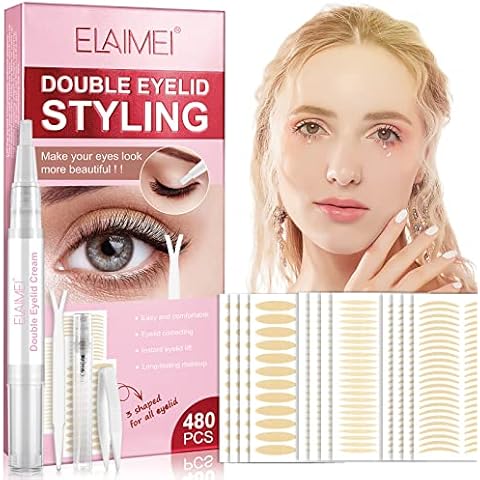 Eyelid Tape,Invisible Eyelid Lifter Strips 480PCS,Ultra Invisible Double Eyelid Sided Sticky,Waterproof Double Eyelid Stickers for Hooded,Droopy, Uneven, Mono-Eyelids Cover