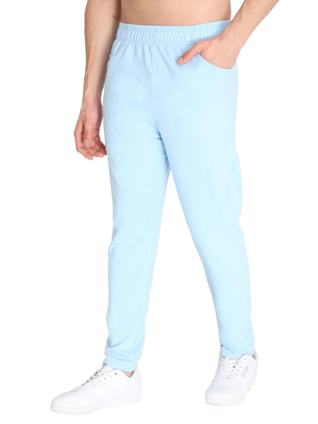 chkokko Men Mid Rise Solid Casual Track Pant Regular Fit Lower with Pocket Sky Size Large-picture-28