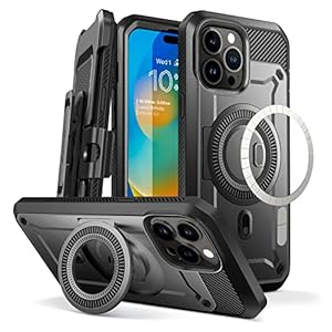 SUPCASE Unicorn Beetle Pro Mag Case for iPhone 14 Pro Max 6.7″, Compatible with MagSafe Full Body Rugged Case with Built-in Screen Protector & Kickstand & Belt-Clip (Black)